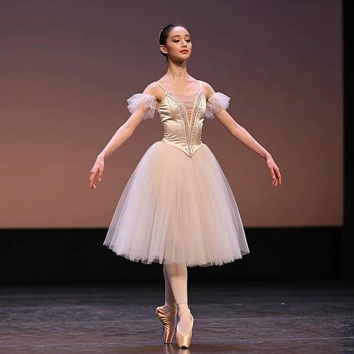 Elegant Ballerina in Silk Tutu on Stage