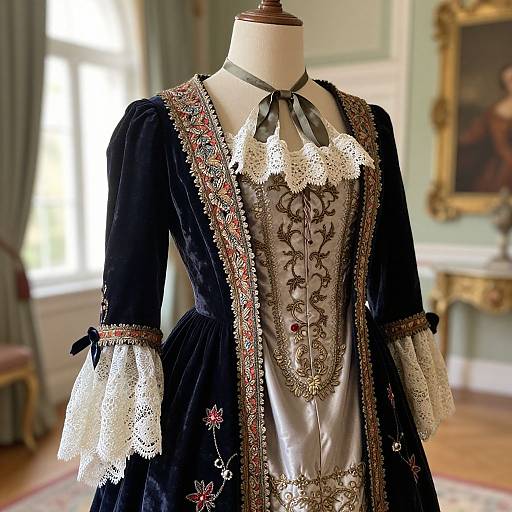Victorian Vintage Costume in Ballroom