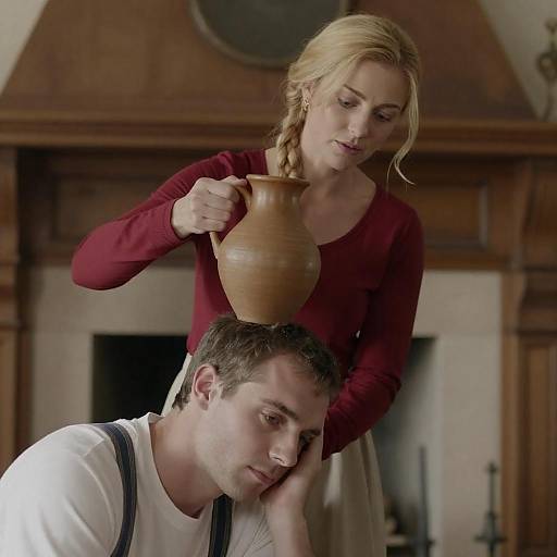 Dramatic Indoor Scene with Clay Jug