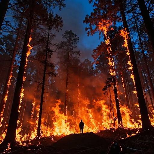 Dramatic Forest Fire with Lone Survivor