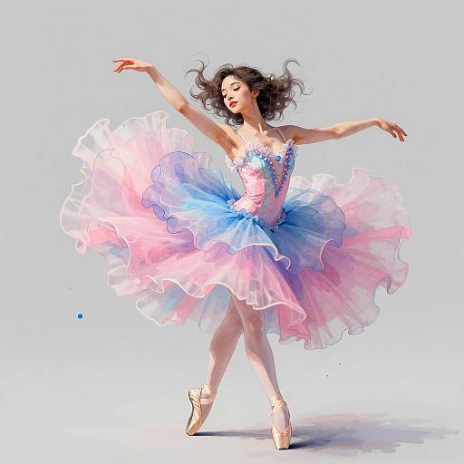 Dynamic Ballerina in Colorful Tutu Dance