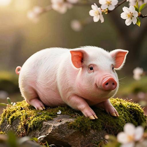 Playful Pig-Cat Hybrid in Nature