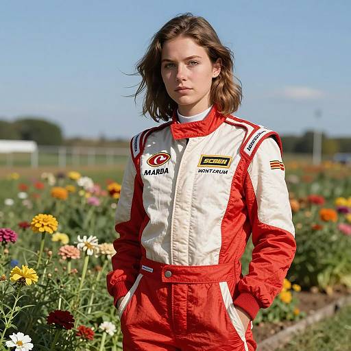 Photorealistic Racing Outfit Portrait in Nature