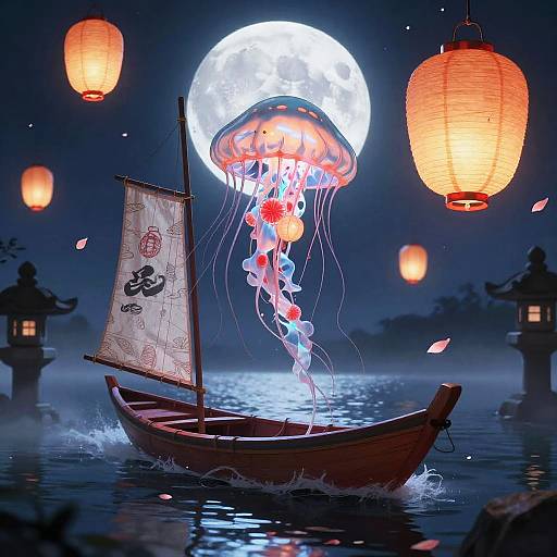 Cyberpunk Ukiyo-e Jellyfish Ronin