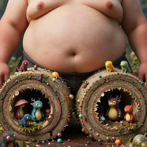 Surreal Close-Up of Mystical Creatures in Skin Folds