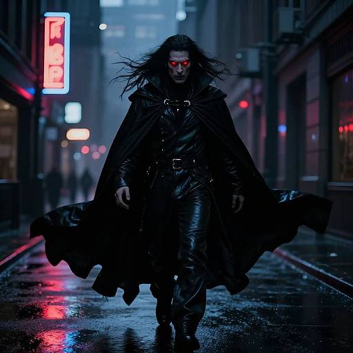 Vampire Emerging from Neon Shadows