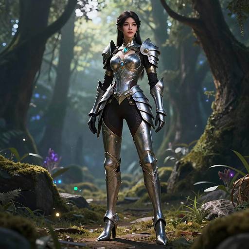 Fantasy Warrior Girl in Armor Bodysuit