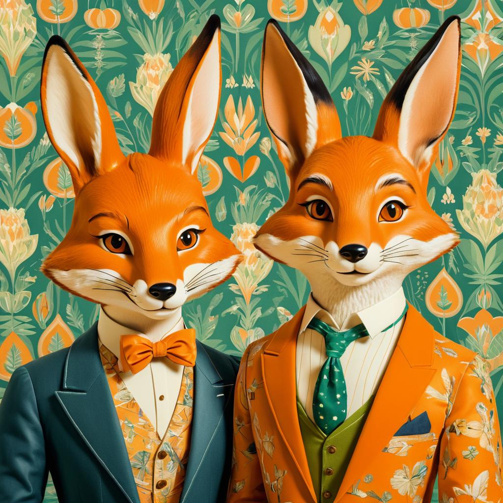 Charming Fox and Rabbit Portrait