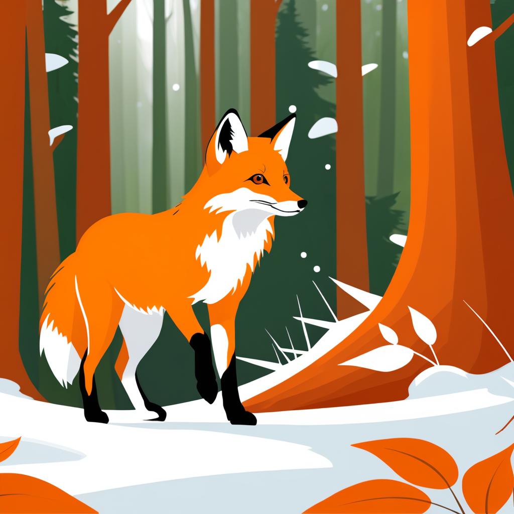 Curious Fox Exploring a Forest Scene