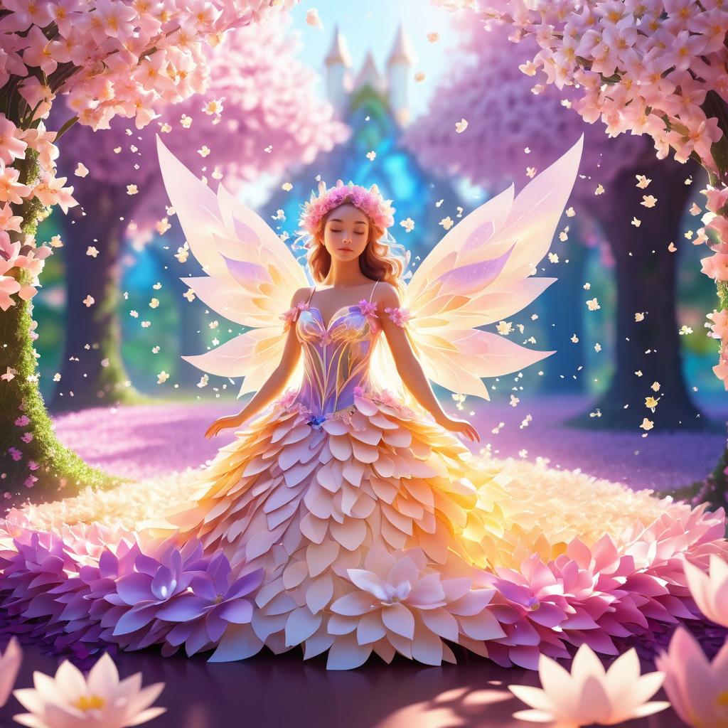 Whimsical Flower Petal Fairy Artwork