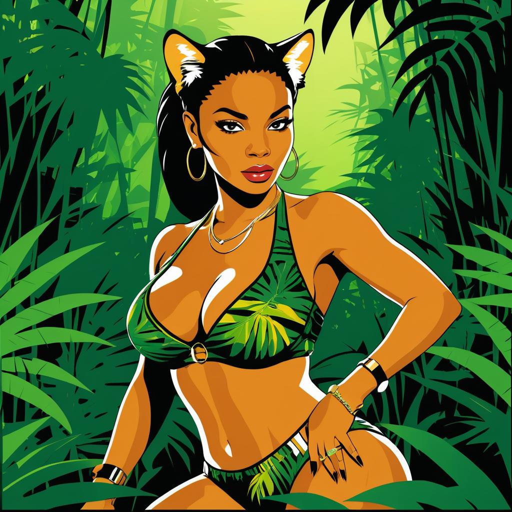 Hip-Hop Jungle Cat Illustration