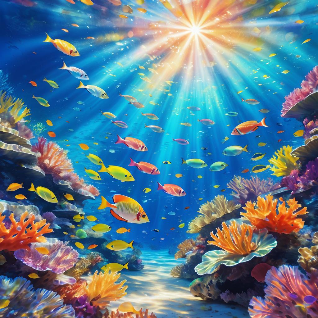 Vibrant Coral Reef Under Sunlit Waters