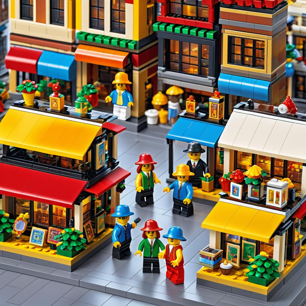 Lego Figurines in a Bustling Marketplace