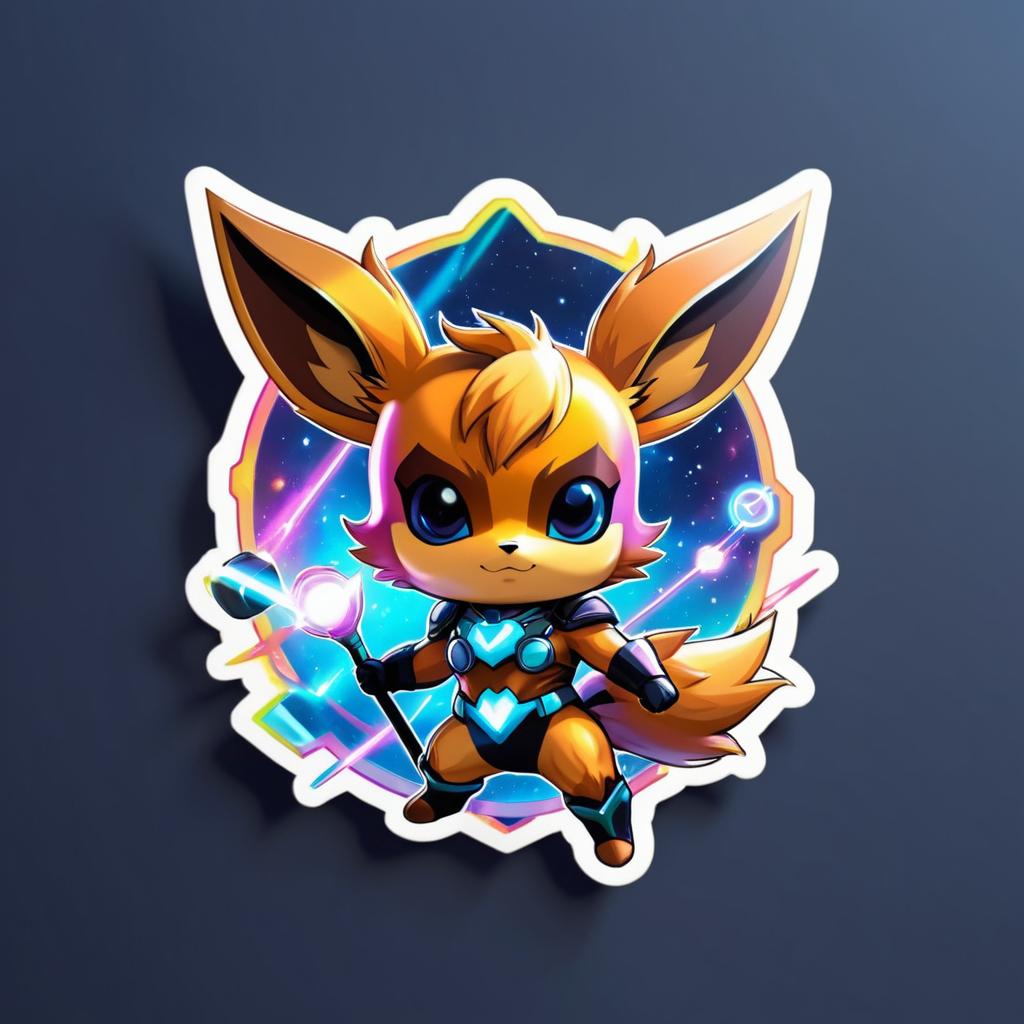 Cute Eevee Superhero Sticker Design