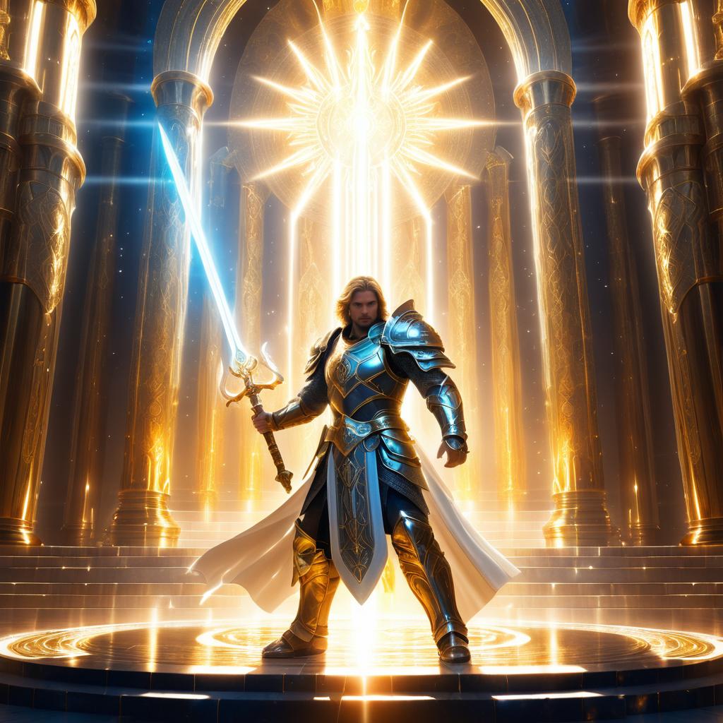 Epic Fantasy: Paladin in Sacred Temple