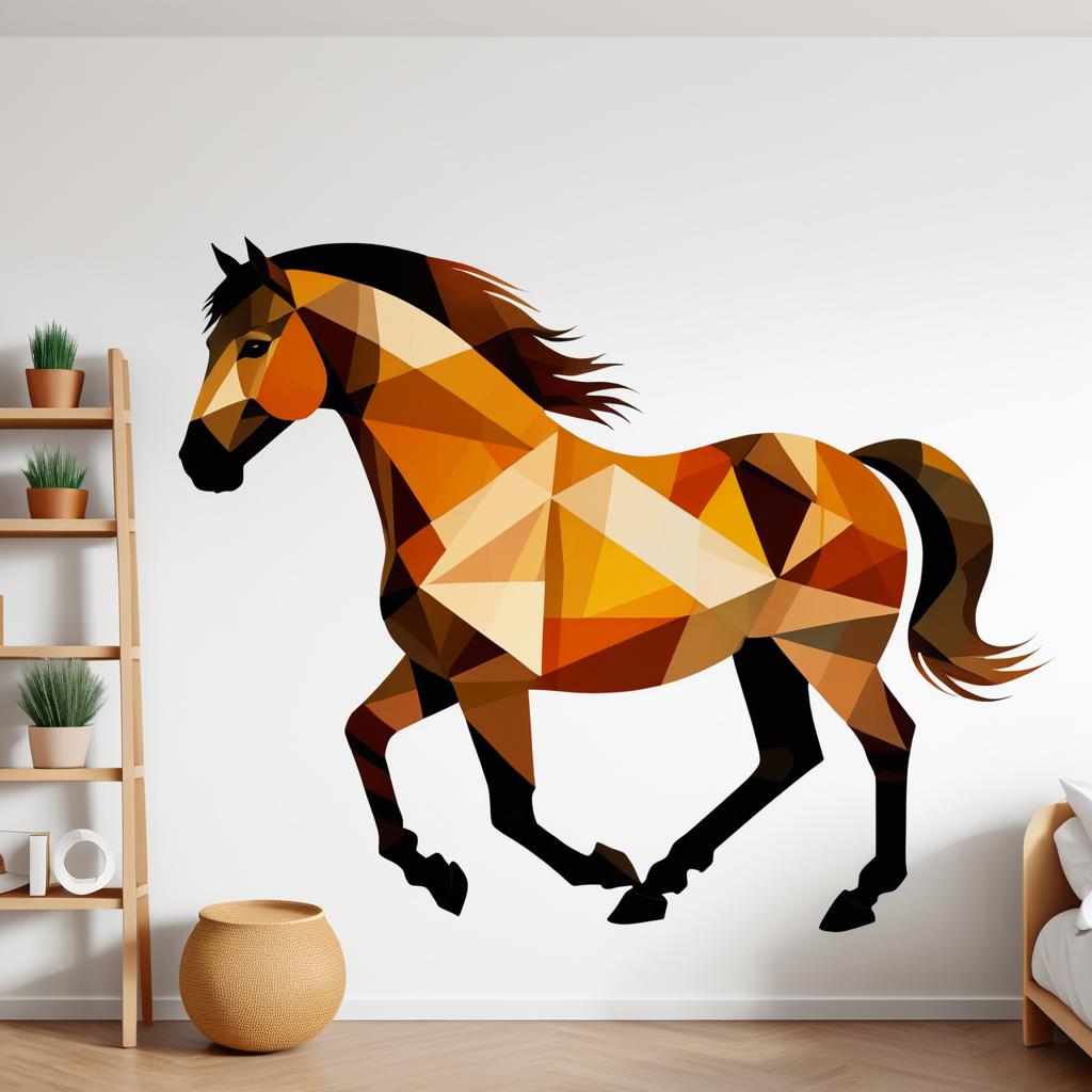 Cubist Horse Decal with Warm Tones