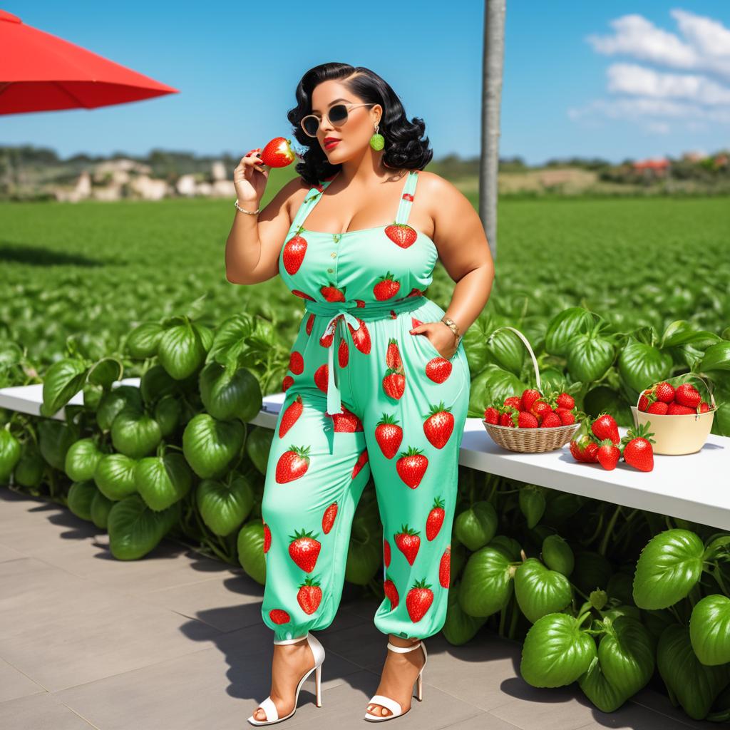 Rita the Fashionista Enjoying a Strawberry