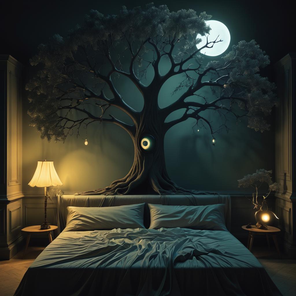 Surreal Tree with Human Eyes Illustration