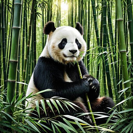 Serene Panda in Bamboo Forest Illustration