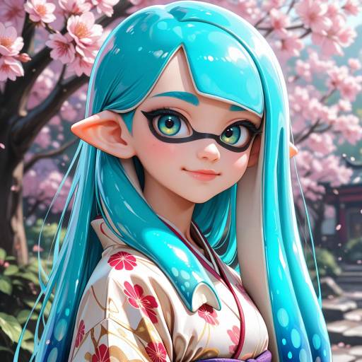 Whimsical Inkling Girl in Kimono