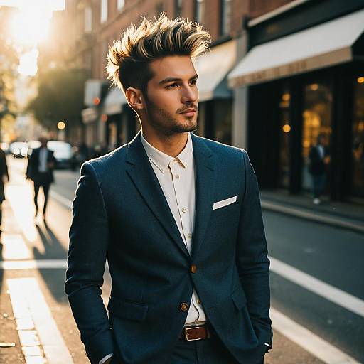 Male Model with Burst Fade Hairstyle