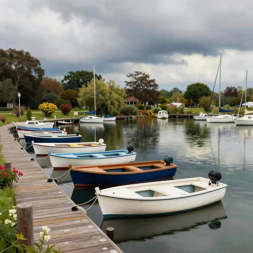Tranquil Marina with Colorful Boats