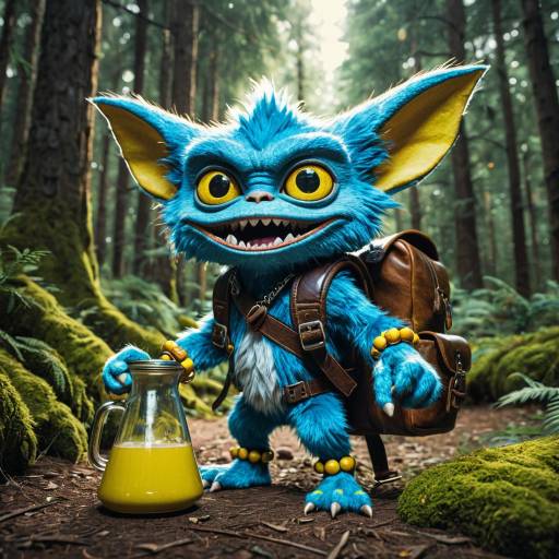 Blue Furry Gremlin in Forest