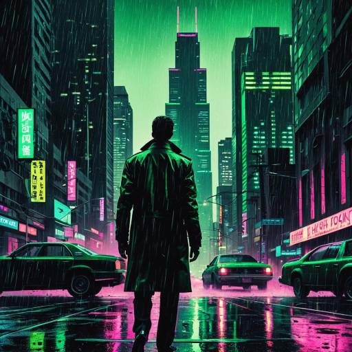 Tech-Noir Thriller Neon Cityscape