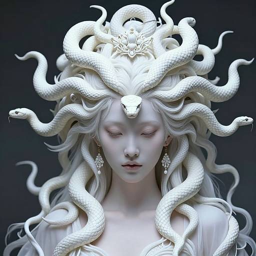 Mesmerizing Medusa with White Snakes