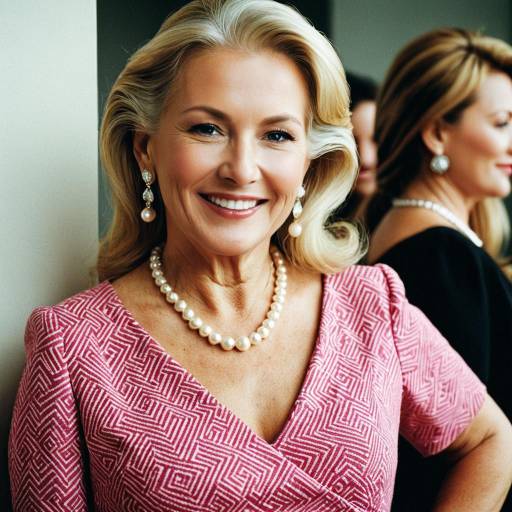 Smiling Elegant Older Woman in Pink Dress