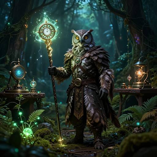 Owlin Artificer in Magical Forest Workshop