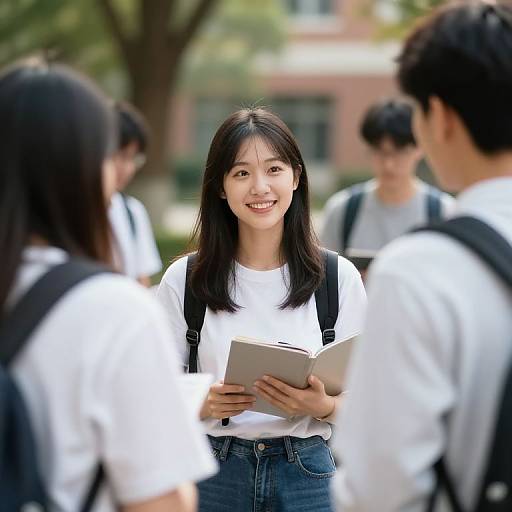 Young Lady Making Friends on Campus
