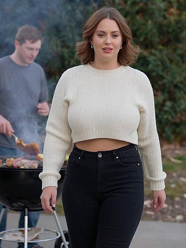 Plus-Size Woman at Lodge BBQ