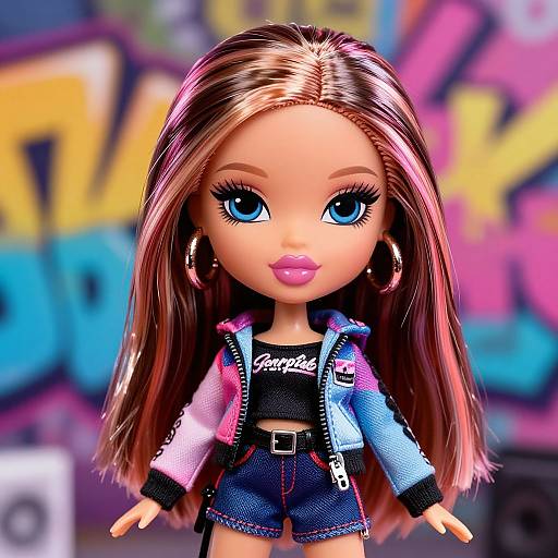 Stylized Bratz Doll with Urban Graffiti