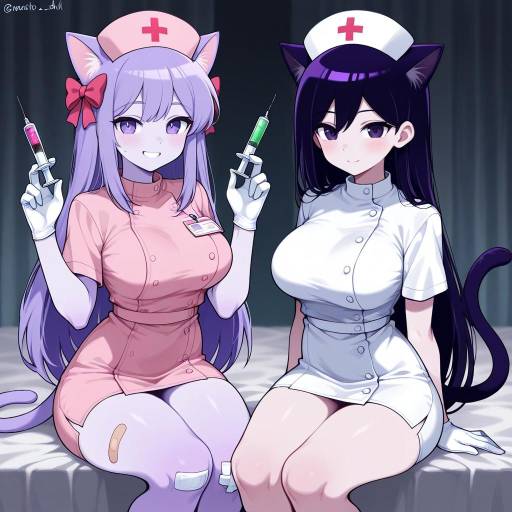 Cute Nurse Monster Girls with Cat Ears