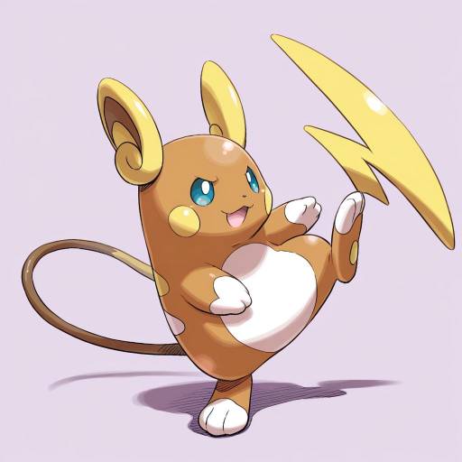 Illustration of Alolan raichu, pokemon in the style of Isedaichi ken