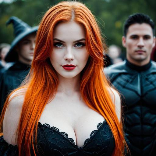 Woman with Orange Hair in Halloween Costume