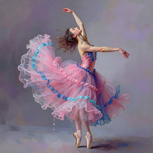Ballerina in Pink and Blue Ruffled Tutu