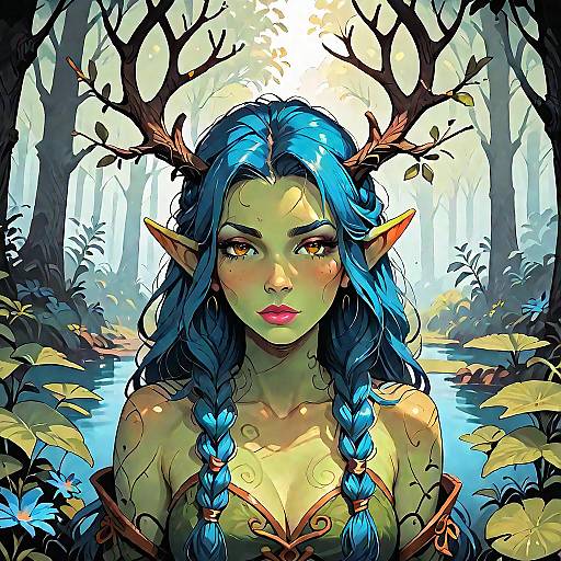 Melancholy Dryad in Enchanted Forest