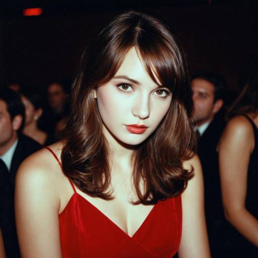 Young Woman in Red Dress at Evening Event