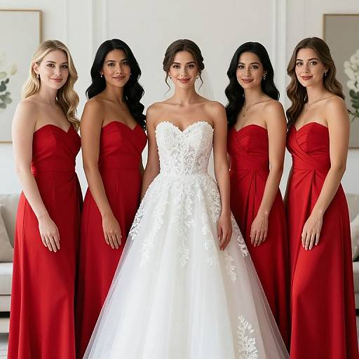 Bride and Bridesmaids in Elegant Dresses