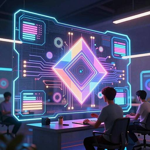 Futuristic Neon AI Art Interface