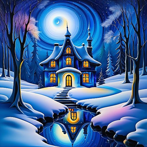 Mystical Winter Landscape with Mysterious House Mystical Winter Landscape with Mysterious House