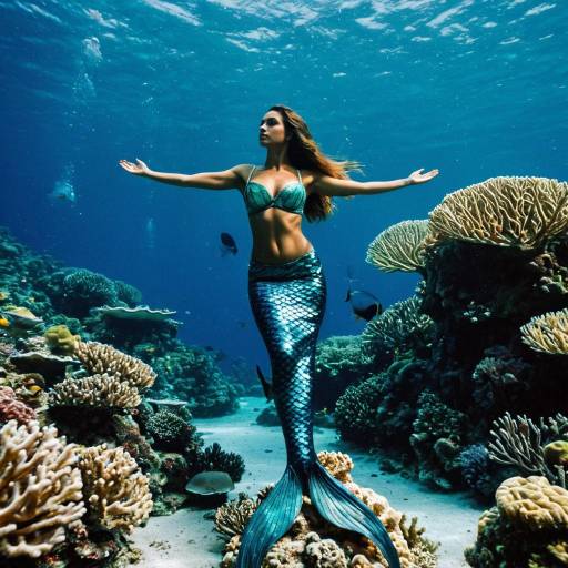 Underwater Mermaid on Coral Reef