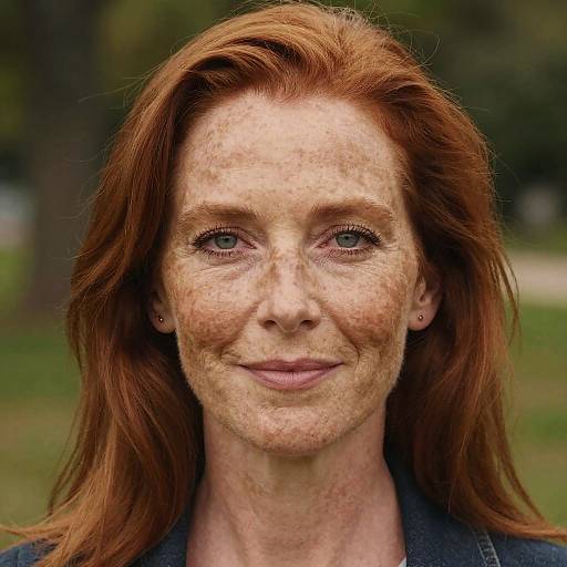 Realistic Portrait of a Freckled Woman