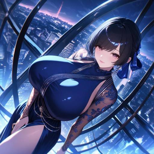 High-Quality Anime Girl on a Rooftop