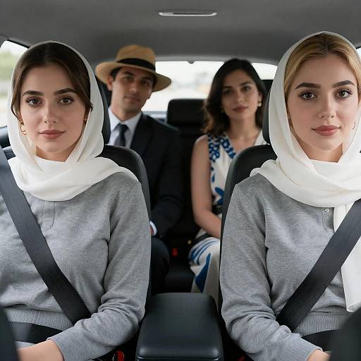 Vintage Car Portrait of Four Passengers