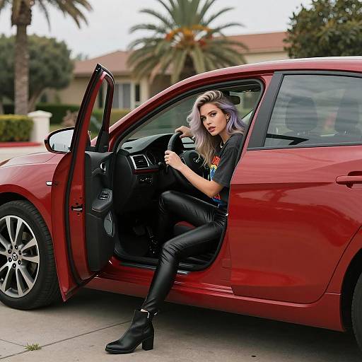 Sporty Red Hatchback Lifestyle Shot