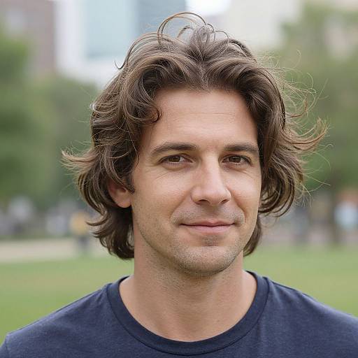 Relaxed European Man with Wavy Hair