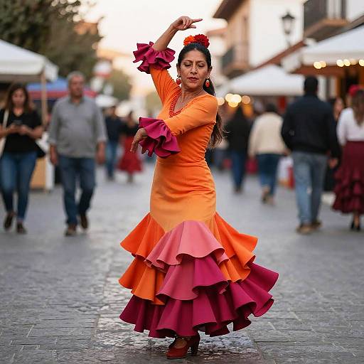 Latina Flamenco Dancer in Ombre Skirt